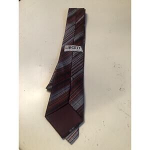 Liberty of London Silk Neck Tie Striped Red, White, Blue, Made In England 3” 57”